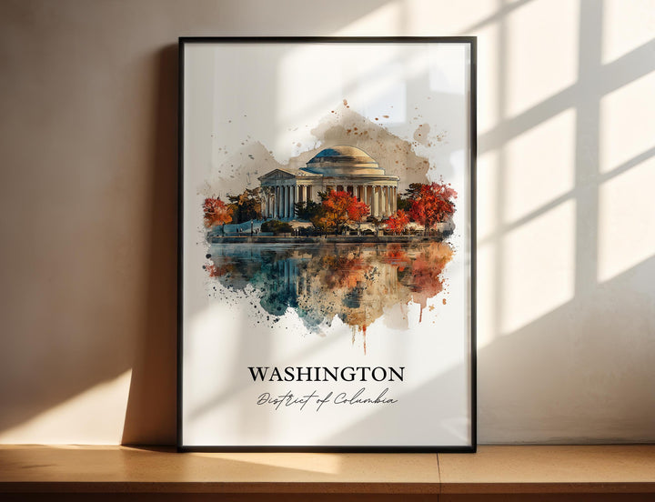 Washington DC Wall Art, Jefferson Memorial Print, DC Watercolor Art, Washington DC Gift, Dc Travel Print, Travel Poster, Housewarming Gift