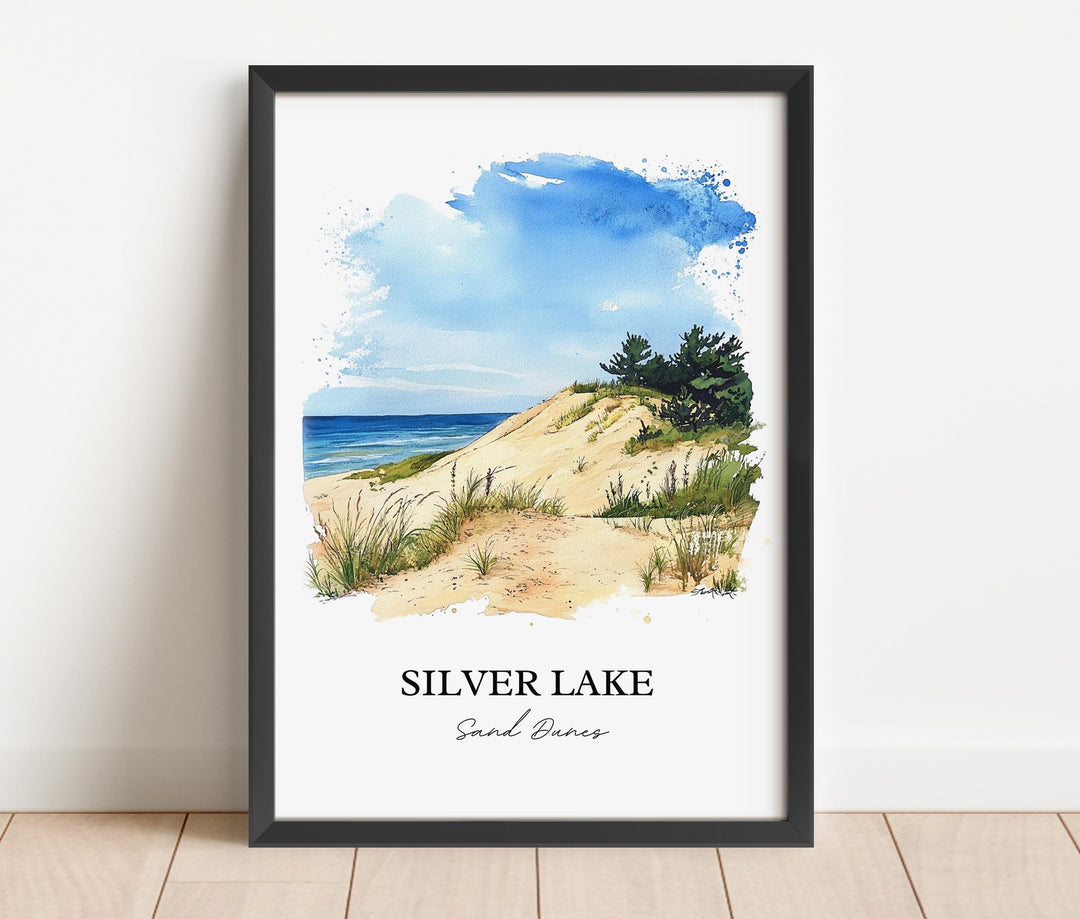 Silver Lake Sand Dunes Wall Art, Mears MI Print, Michigan Watercolor Art, Mears MI Gift, Travel Print, Travel Poster, Housewarming Gift