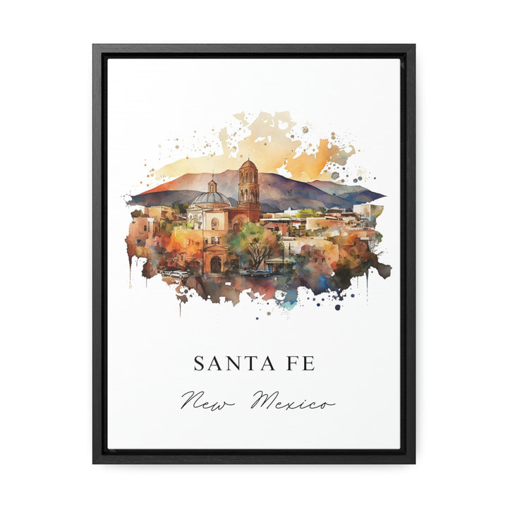 Santa Fe traditional travel art - New Mexico, Santa Fe poster, Wedding gift, Birthday present, Custom Text, Personalised Gift