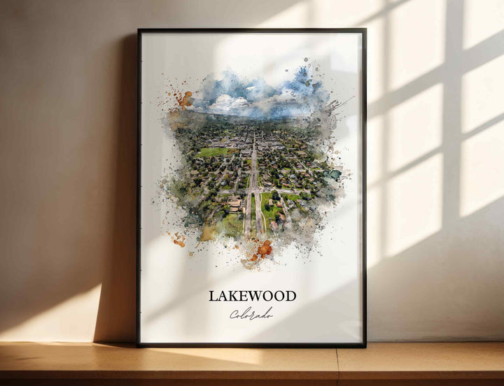 Lakewood CO Wall Art, Lakewood Print, Colorado Watercolor Art, Jefferson County CO Gift, Travel Print, Travel Poster, Housewarming Gift
