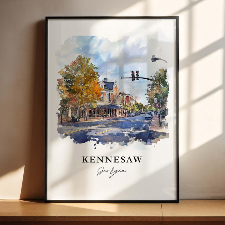 Kennesaw Wall Art, Kennesaw Georgia Print, Atlanta Watercolor Art, Kennesaw GA Gift, Travel Print, Travel Poster, Housewarming Gift
