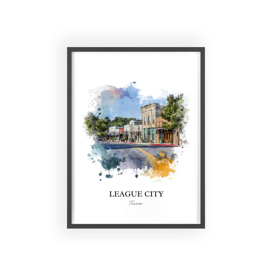 League City, Texas – Watercolor Art Print