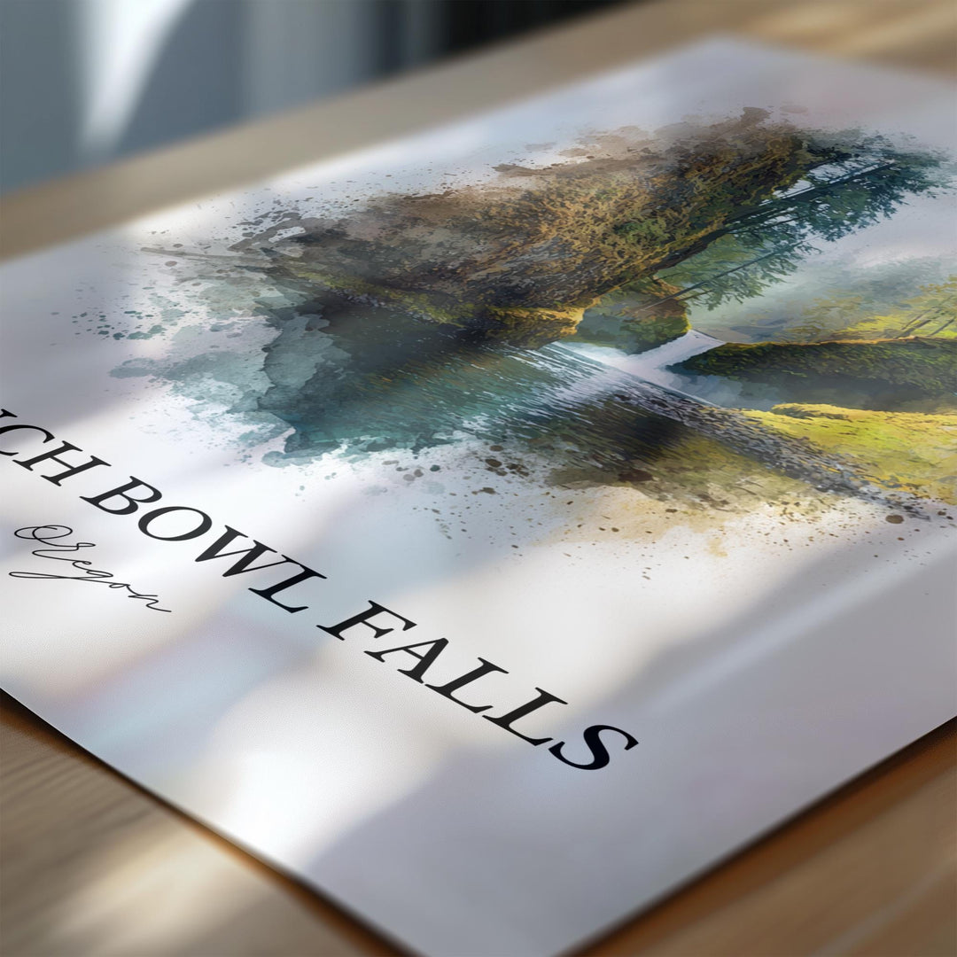 Punch Bowl Falls Wall Art, Columbia River Gorge Print, Oregon Art, Punch Bowl Falls Gift, Travel Print, Travel Poster, Housewarming Gift