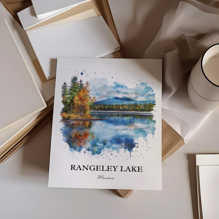 Rangeley Lake Wall Art, Franklin County Print, Maine Watercolor Art, Rangeley Lake Gift, Travel Print, Travel Poster, Housewarming Gift