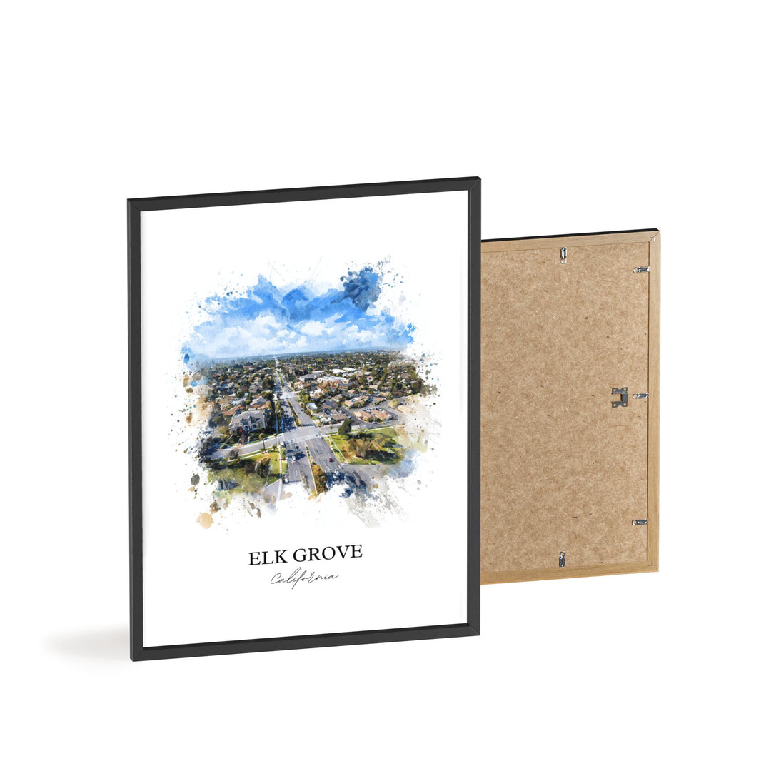 Elk Grove CA Wall Art, Elk Grove Print, California Watercolor Art, Elk Grove Gift, Travel Print, Travel Poster, Housewarming Gift