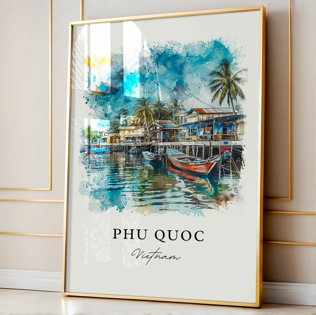 Phu Quoc Wall Art, Phu Quoc Print, Vietnam Watercolor Art, Phu Quoc Thailand Gift,