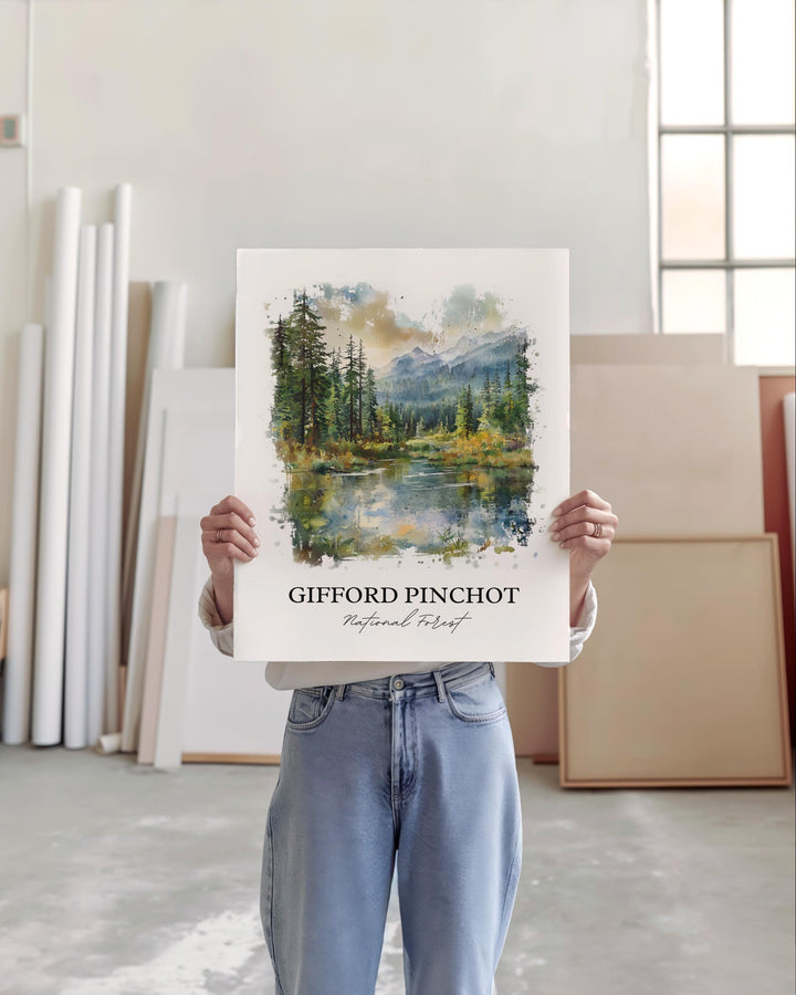 Gifford Pinchot Forest Art, Lewis County Print, Washington Artwork, Gifford Pinchot WA Gift, Travel Print, Travel Poster, Housewarming Gift