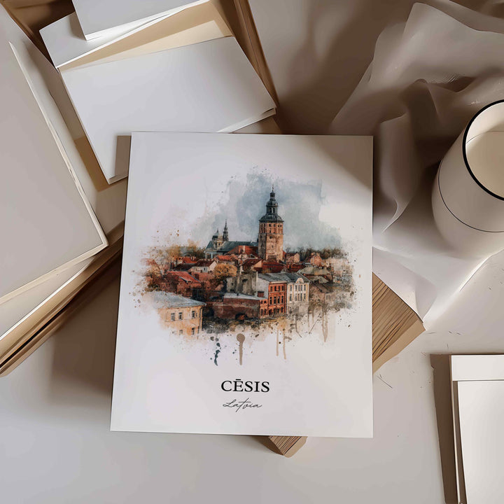Cesis, Latvia – Watercolor Art Print