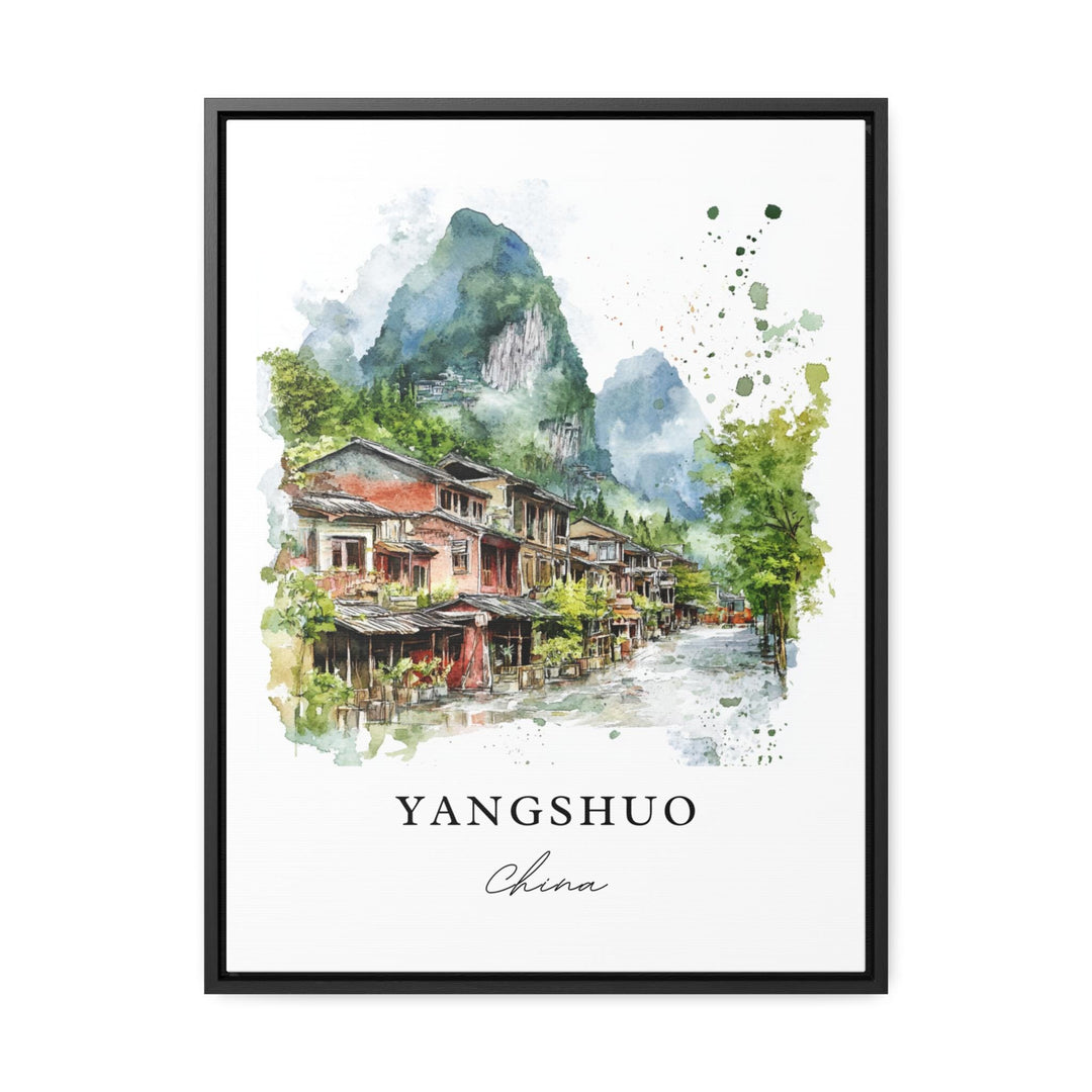 Yangshuo Wall Art, Yangshuo China Print, Guangxi Watercolor Art, Guangxi China Gift,