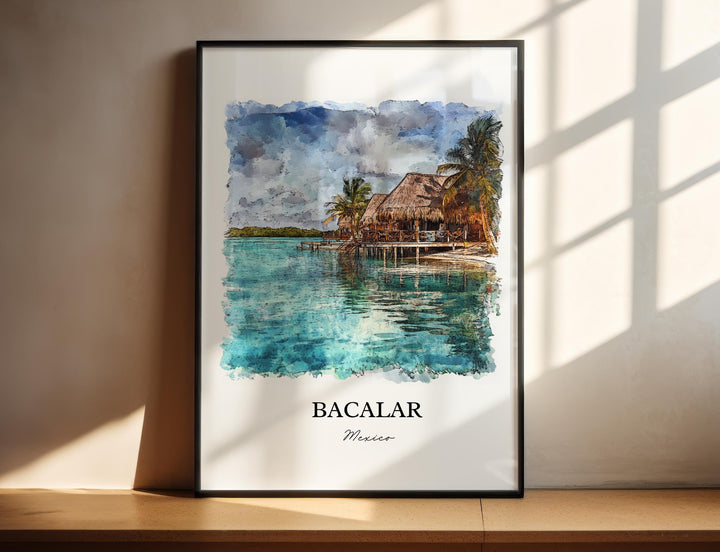 Bacalar Mexico Wall Art, Lake Bacalar Print, Mexico Watercolor Art, Bacalar Mexico Gift, Travel Print, Travel Poster, Housewarming Gift