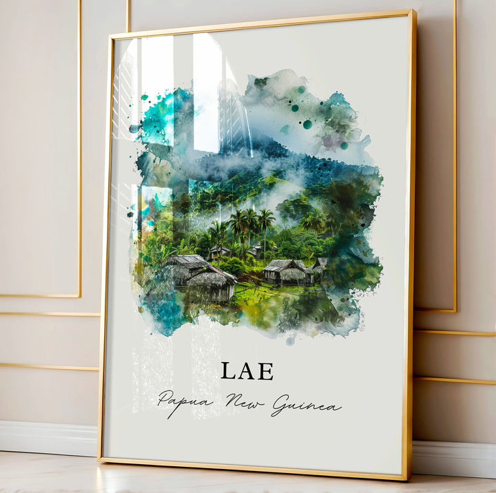 Lae Papua New Guinea Wall Art, Lae Print, Lae Watercolor, Lae Morobe Gift,