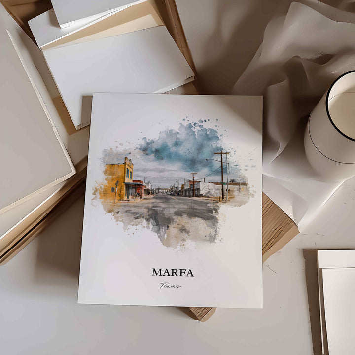 Marfa, Texas – Watercolor Art Print