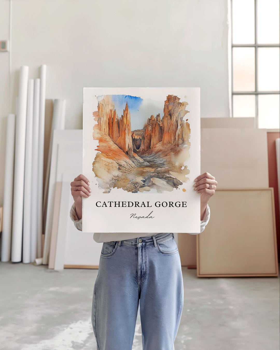 Cathedral Gorge, Nevada, USA – Watercolor Art Print