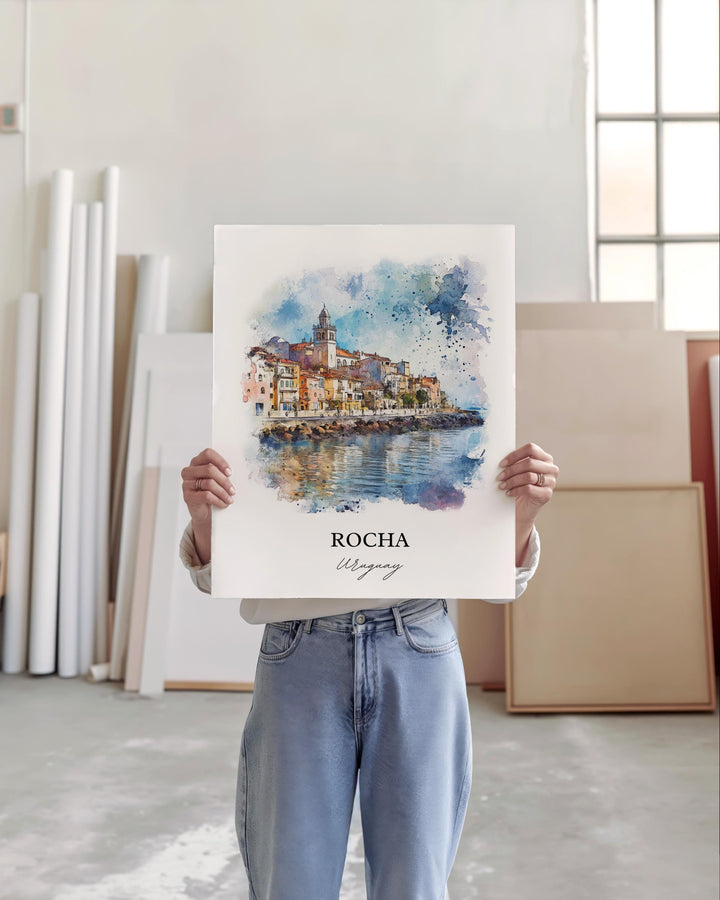 Rocha Uruguay Wall Art, Rocha Print, Uruguay Watercolor Art, Rocha Uruguay Gift, Travel Print, Travel Poster, Housewarming Gift