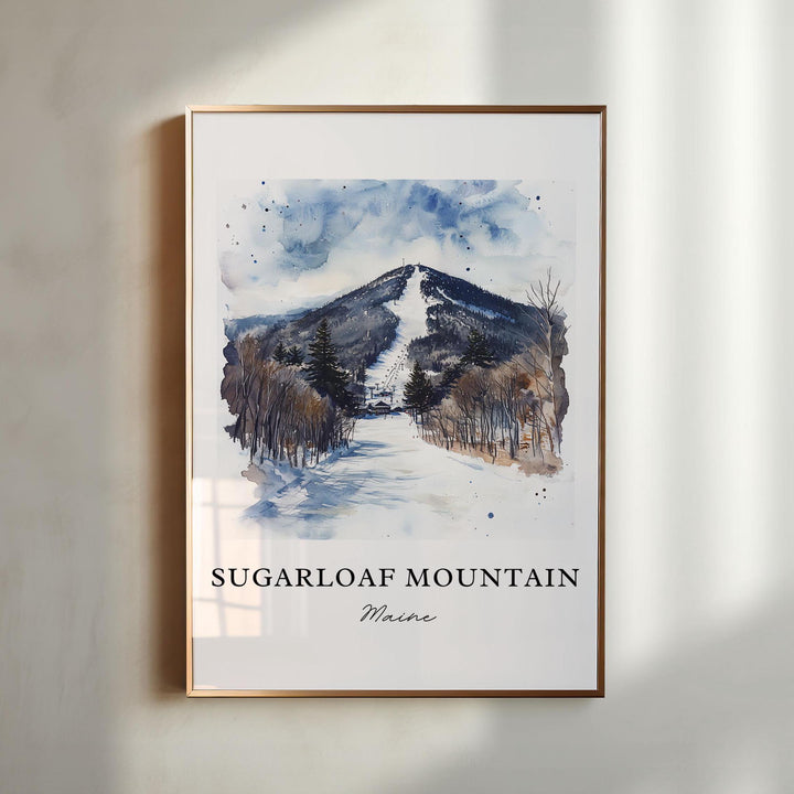 Sugarloaf Mountain ME Art, Sugarloaf Mtn Print, Carrabassett Valley, Franklin County ME Gift,