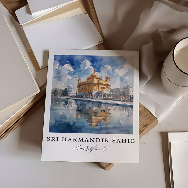 Sri Harmandir Sahib Art Print, The Golden Temple Print, Amritsar Wall Art, Punjab Gift,