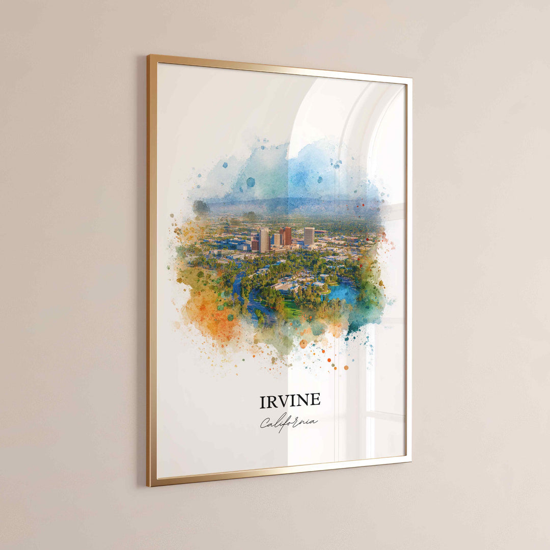 Irvine CA Wall Art, Irvine California Print, Orange County Watercolor, Orange County Gift, Travel Print, Travel Poster, Housewarming Gift