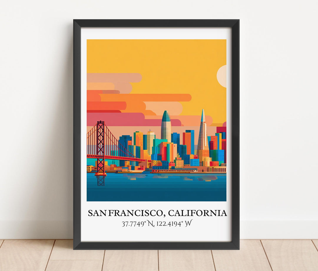 San Francisco Art, San Fran Retro Travel Art, San Fran Decor, San Francisco Gift, California Travel Art, Travel Prints, Housewarming Gift