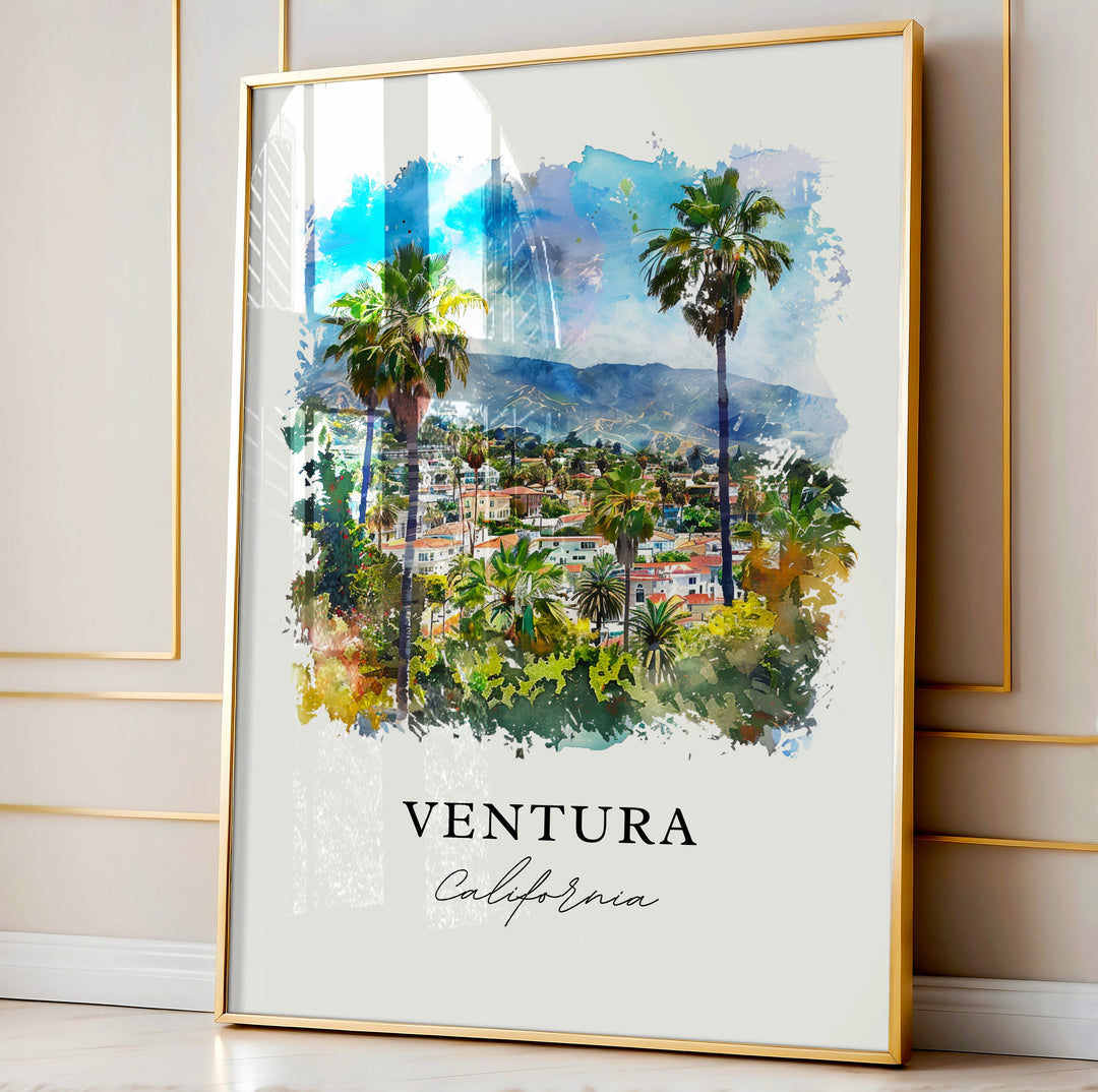 Ventura California Wall Art, Ventura CA Print, Ventura Watercolor, San Buenaventura Gift,