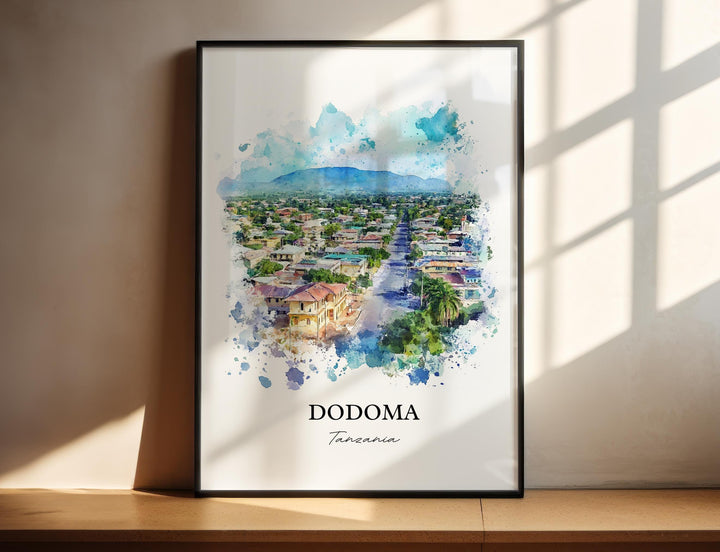 Dodoma Wall Art, Dodoma City Print, Tanzania Watercolor Art, Dodoma Tanzania Gift, Travel Print, Travel Poster, Housewarming Gift