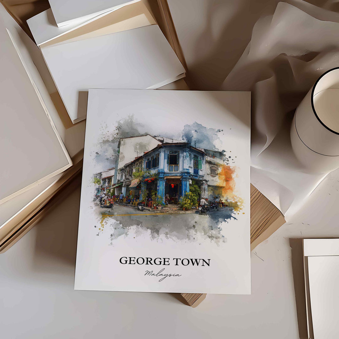 George Town, Malaysia – Watercolor Art Print