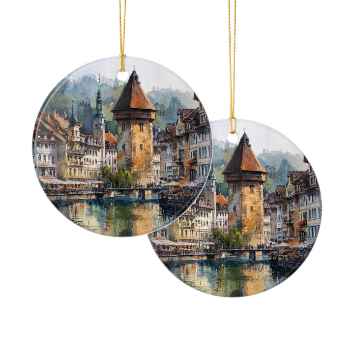 Lucerne Switzerland Ornament: Unique Lucerne Souvenir, Lucerne Xmas Decor, and Authentic Lucerne Switzerland Gift