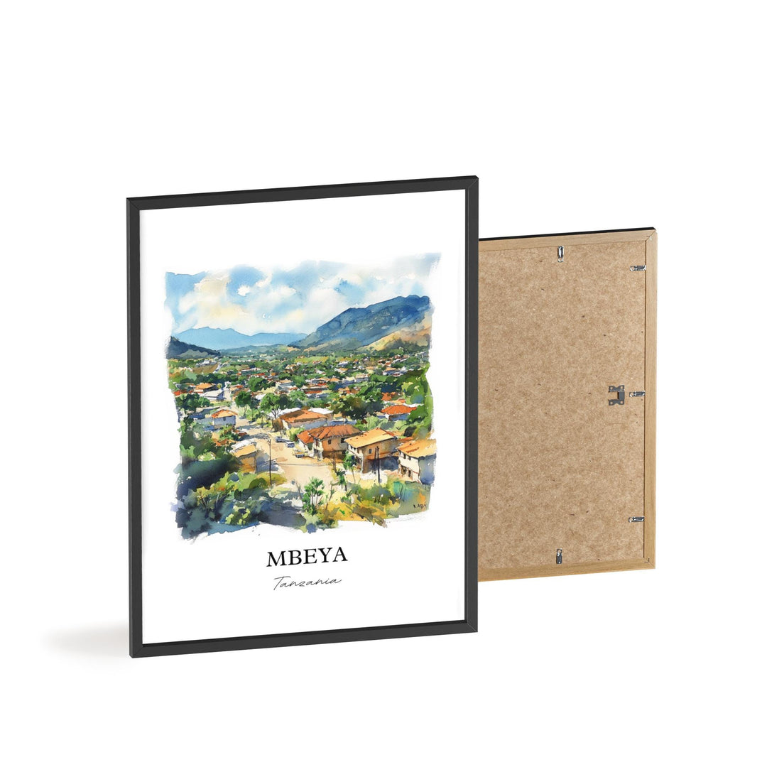 Mbeya Wall Art, Tanzania Print, Tanzania Watercolor Art, Mbeya Tanzania Gift, Travel Print, Travel Poster, Housewarming Gift