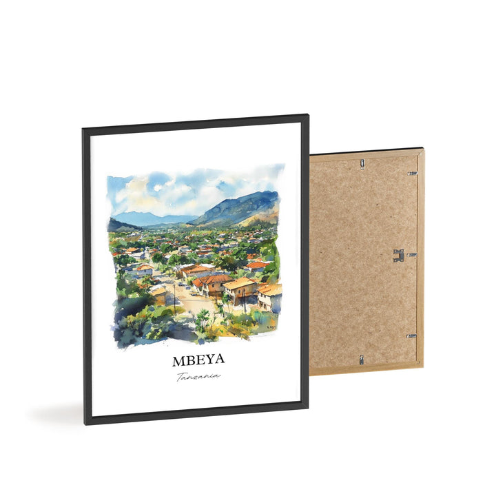 Mbeya Wall Art, Tanzania Print, Tanzania Watercolor Art, Mbeya Tanzania Gift, Travel Print, Travel Poster, Housewarming Gift