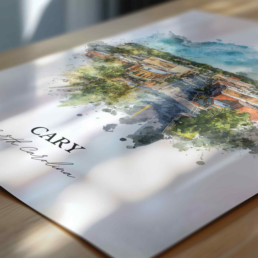 Cary, North Carolina – Watercolor Art Print