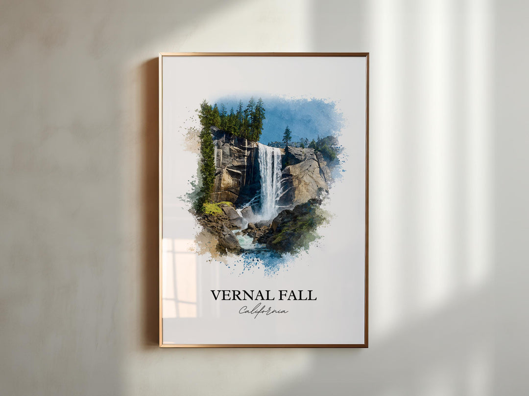 Vernal Falls Wall Art, Yosemite Print, Yosemite Watercolor Art, Vernal Falls Gift, Travel Print, Travel Poster, Housewarming Gift
