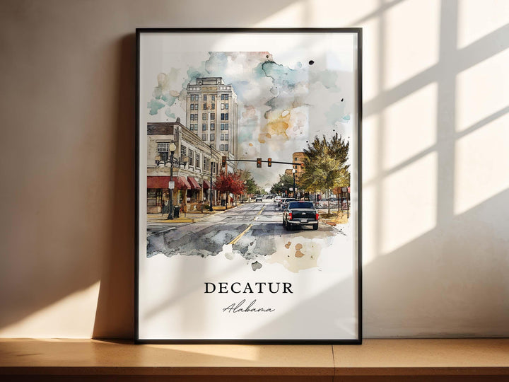Decatur AL Wall Art, Decatur Alabama Print, Decatur Watercolor Art, Decatur Alabama Gift, Travel Poster, Housewarming Gift