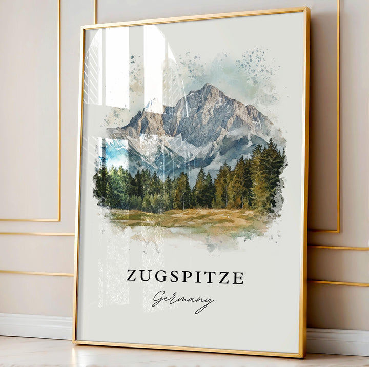 Zugspitze Wall Art, Zugspitze Print, Zugspitze Germany Watercolor, Wetterstein Mountains Gift, Germany Travel Print, Housewarming Gift