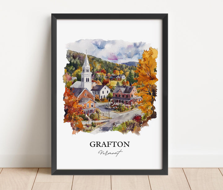 Grafton VT Wall Art, Windham County Print, Vermont Watercolor Art, Grafton Vermont Gift, Travel Print, Travel Poster, Housewarming Gift