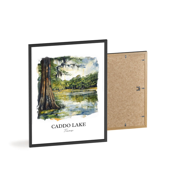 Caddo Lake Wall Art, Harrison County TX Print, Texas Watercolor Art, Caddo Lake Gift, Travel Print, Travel Poster, Housewarming Gift