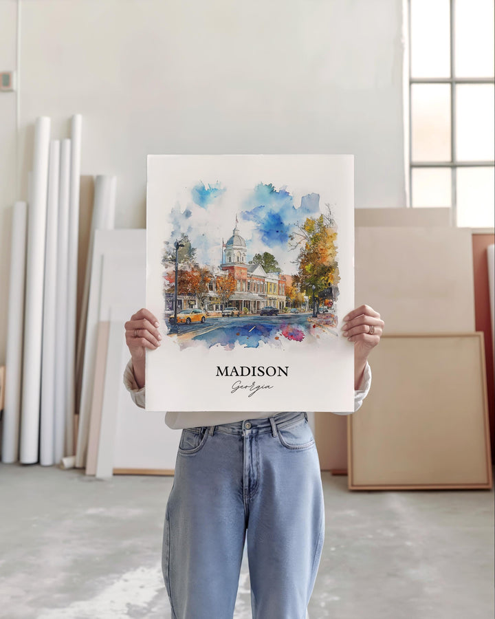 Madison, Georgia, USA – Watercolor Art Print