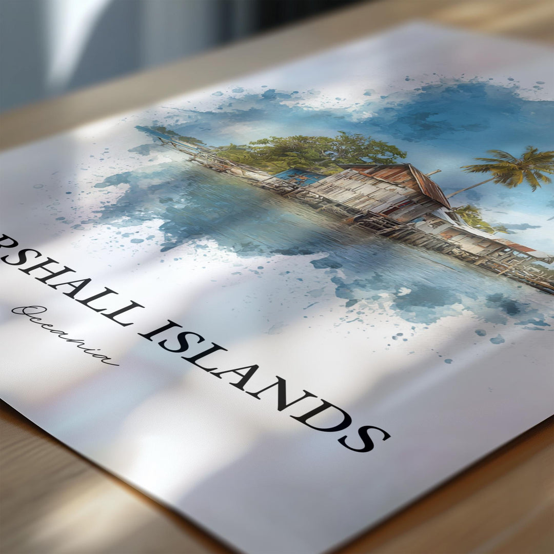 Marshall Islands Art, Marshall Islands Print, Oceania Watercolor Art, Marshall Islands Gift, Travel Print, Travel Poster, Housewarming Gift