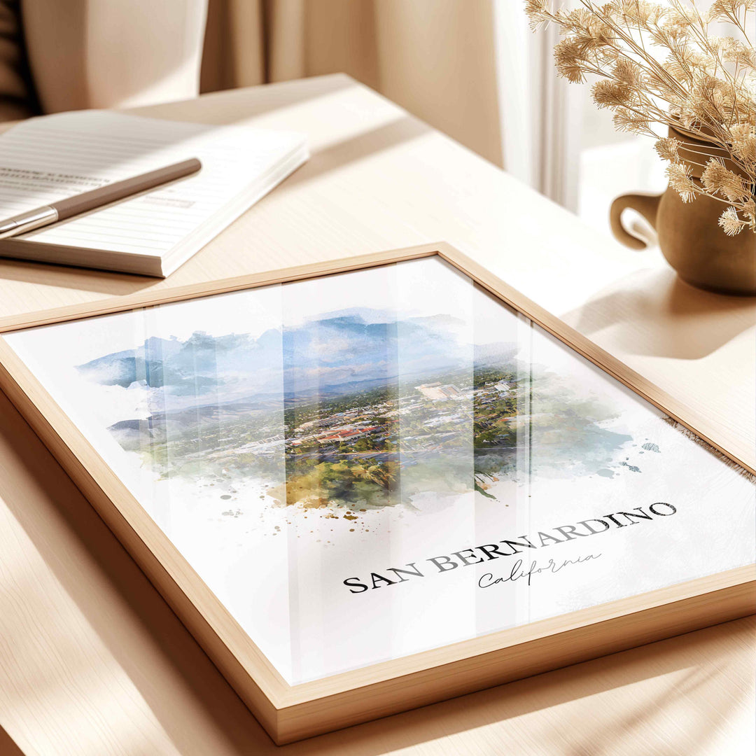 San Bernardino, California – Watercolor Art Print