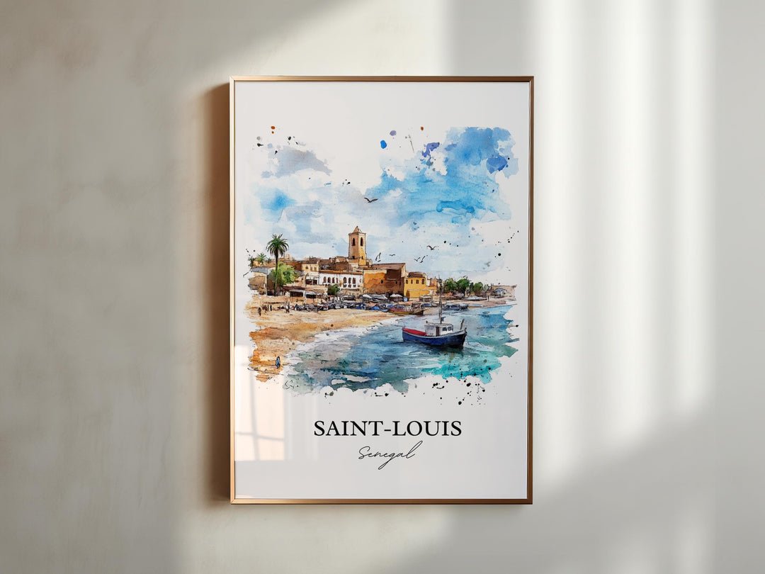 Saint-Louis Senegal Wall Art, Senegal Print, Senegal Watercolor Art, Saint Louis Africa Gift, Travel Print, Travel Poster, Housewarming Gift