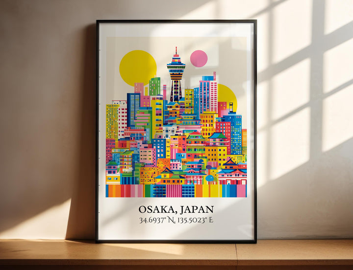 Osaka Japan Art, Osaka Retro Travel Art, Osaka Home Decor, Osaka Japan Gift, Japan Travel Art, Travel Prints, Housewarming Gift