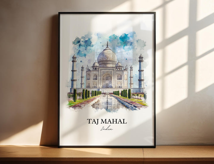 Taj Mahal Wall Art, Agra India Print, India Watercolor Art, Taj Mahal Gift, Travel Print, Travel Poster, Housewarming Gift