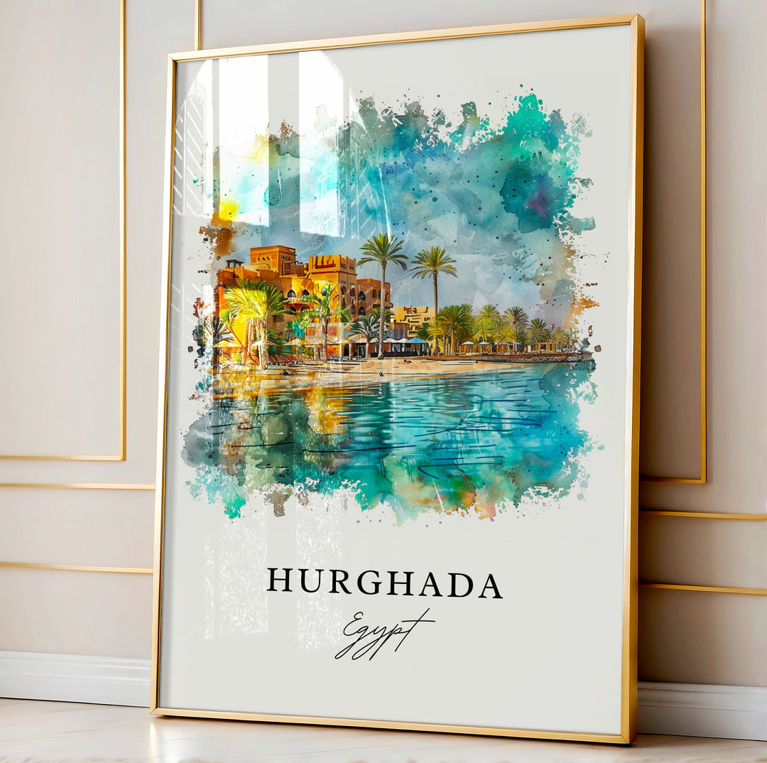 Hurghada Wall Art, Hurghada Egypt Print, Hurghada Watercolor, Hurghada Gift,