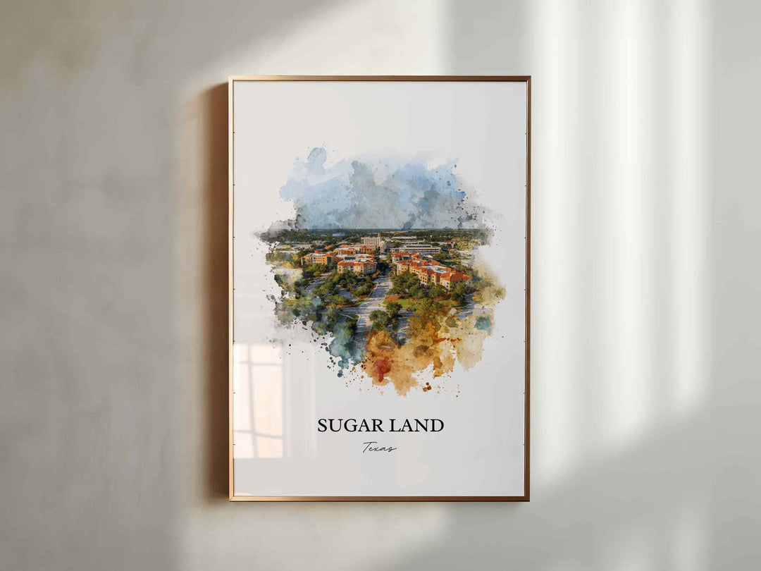 Sugar Land, Texas – Watercolor Art Print