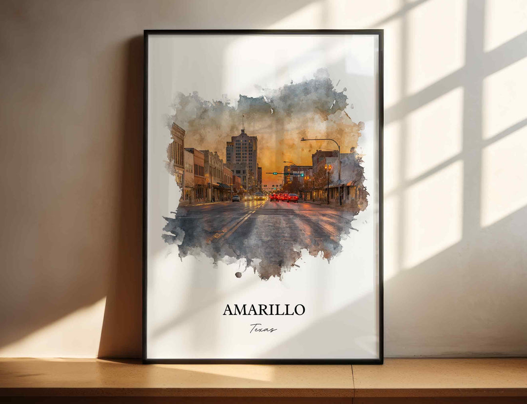 Amarillo, Texas – Watercolor Art Print