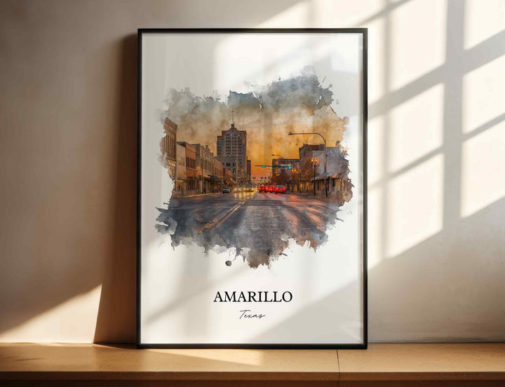 Amarillo, Texas – Watercolor Art Print