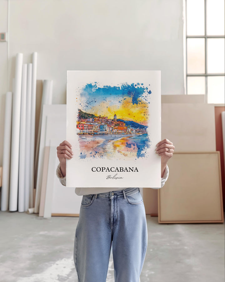 Copacabana Bolivia Wall Art, Lake Titicaca Print, Bolivia Artwork, Copacabana Bolivia Gift, Travel Print, Travel Poster, Housewarming Gift
