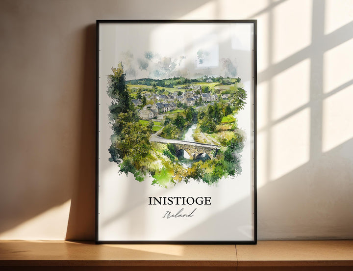 Inistioge Wall Art, Kilkenny Print, Ireland Watercolor Artr, Inistioge Ireland Gift, Travel Print, Travel Poster, Housewarming Gift