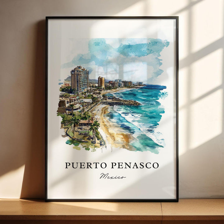 Puerto Penasco Art, Rocky Point MX Print, Playa Mirador Watercolor Art, Puerto Penasco Gift,