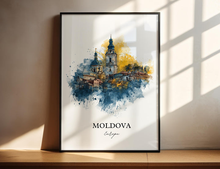 Moldova Wall Art, Moldova Print, Moldova Watercolor Art, Moldova Europe Gift, Travel Print, Travel Poster, Housewarming Gift