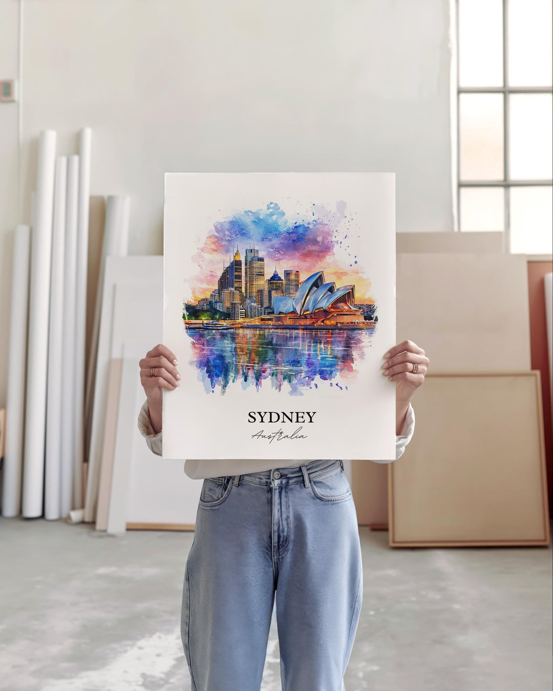 Sydney Wall Art, Sydney Skyline Print, Australia Watercolor Art, Sydney Australia Gift, Travel Print, Travel Poster, Housewarming Gift