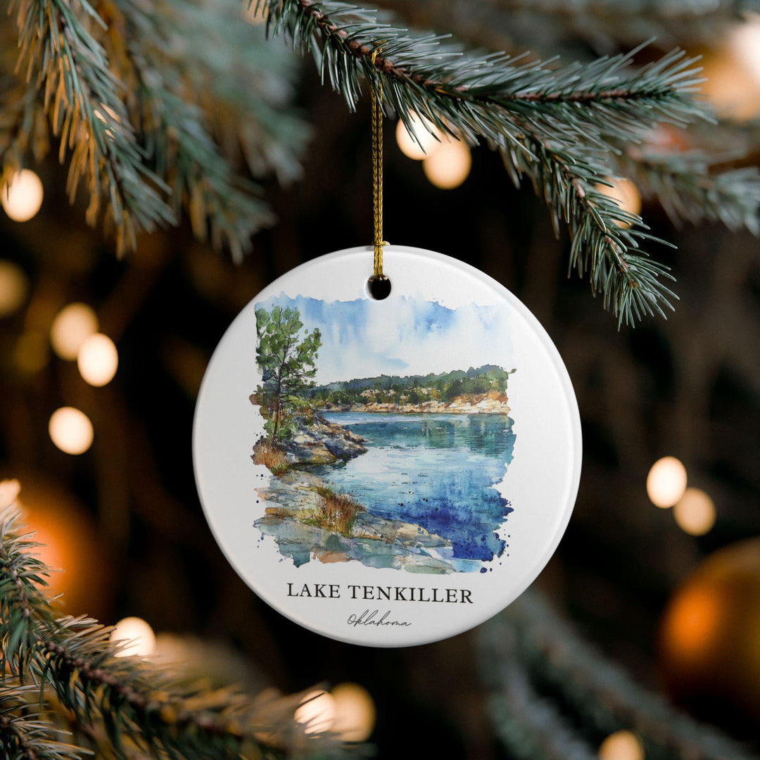 Lake Tenkiller Ornament: Unique Lake Tenkiller Souvenir, Oklahoma Xmas Decor, and Authentic Oklahoma Gift
